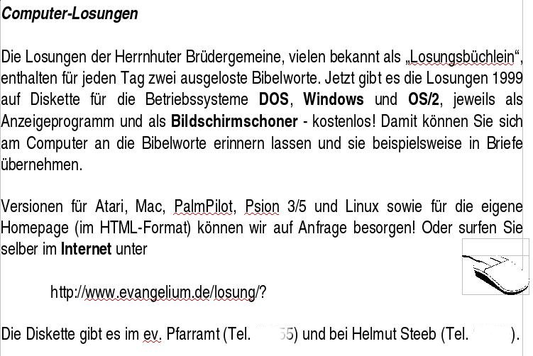 1998-12-05 losung.de Disk Offering