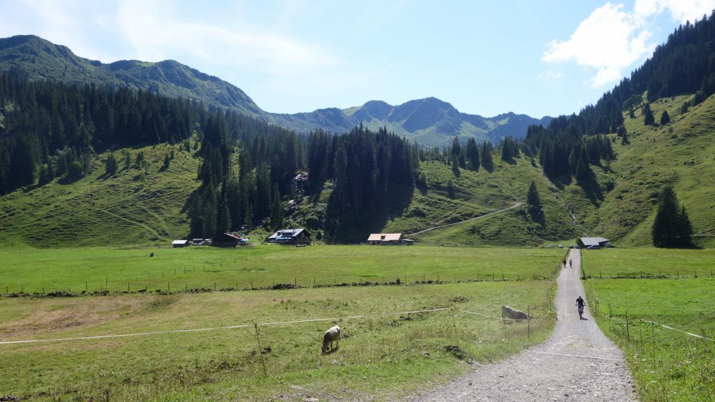 Blick zurück zur Alpe Melköde (mit Wasserfall!)