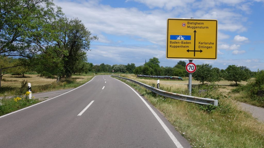 Richtung Bietigheim und Muggensturm